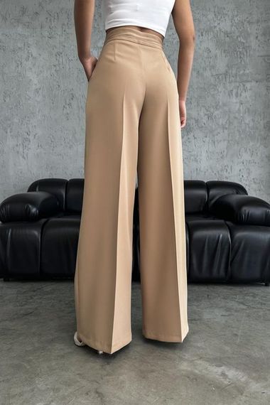 Yüksek Bel Kordon Detayli Pantolon - фото 3