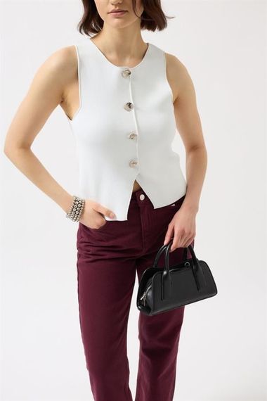 Düğmeli Dokulu Yelek - photo 4