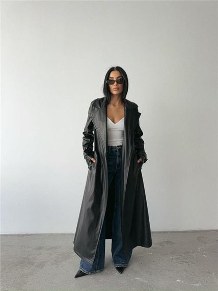 DERİ TRENCKOT - Siyah - фото 3