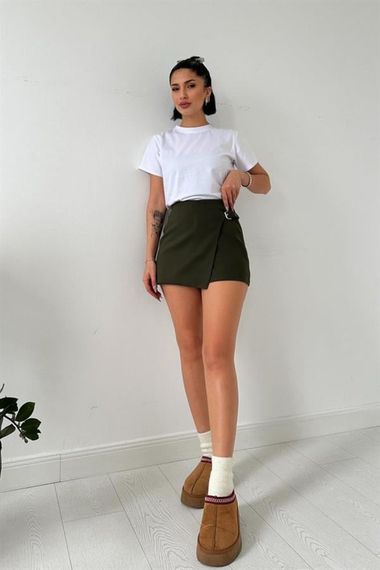 Haki Tokalı Şortlu Etek - photo 1