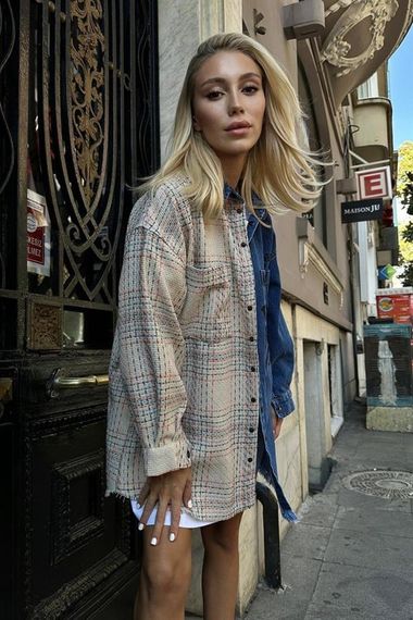 Bej Kot Garni Parçalı Gömlek - photo 3