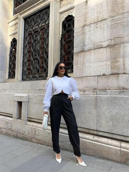 PAÇASI CIRTLI PANTOLON - Siyah - фото 2