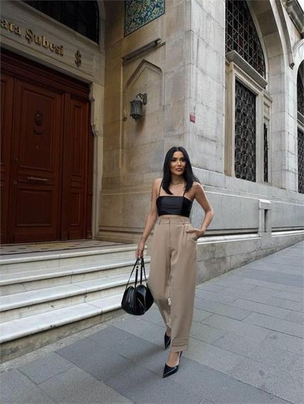 PAÇASI CIRTLI PANTOLON - Bej - фото 3