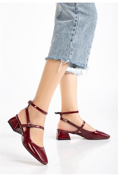 ST-003 Bordo Rugan Günlük 4 Cm Topuklu Bayan Ayakkabı - фото 2