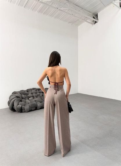 Sante Çi̇zgi̇li̇ Bel Kuşakli Palazzo Pantolon - fotoğraf 2