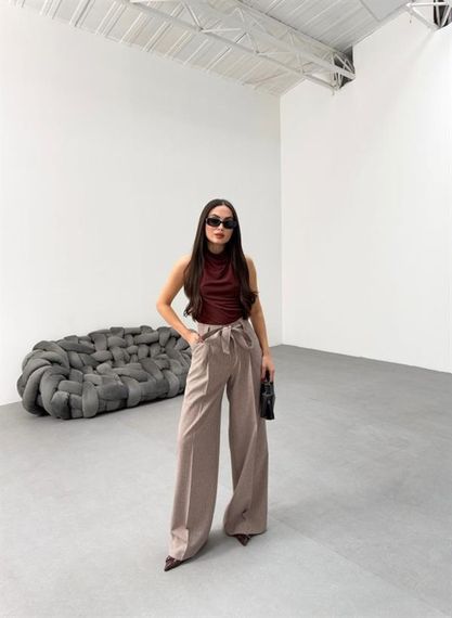 Sante Çi̇zgi̇li̇ Bel Kuşakli Palazzo Pantolon - fotoğraf 3