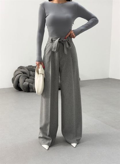 Sante Çi̇zgi̇li̇ Bel Kuşakli Palazzo Pantolon - photo 3