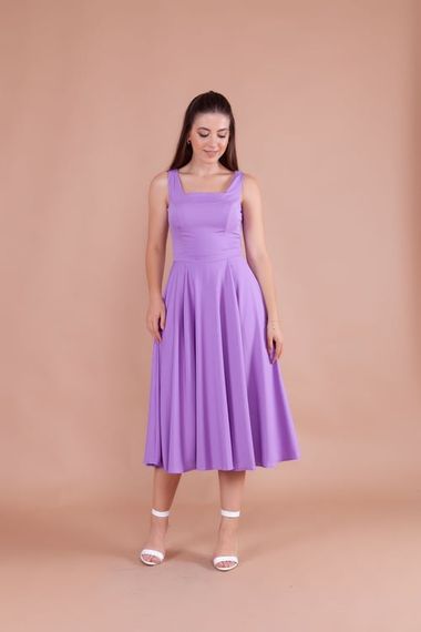 Women's Square Neck Sleeveless Midi Dress-Lilac - photo 2