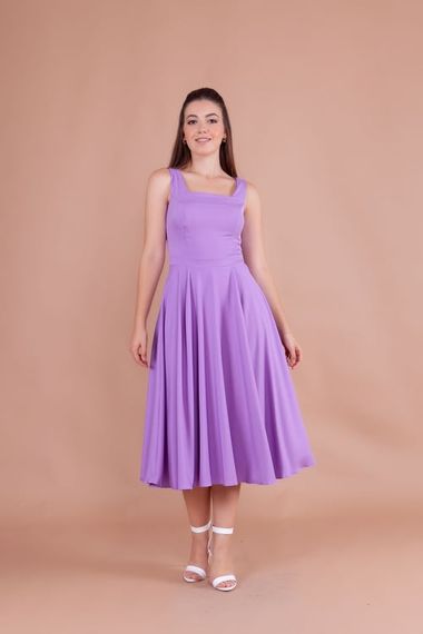 Women's Square Neck Sleeveless Midi Dress-Lilac - photo 3