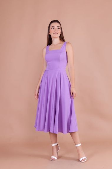 Women's Square Neck Sleeveless Midi Dress-Lilac - photo 1