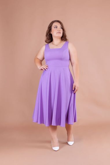 Women's Square Neck Sleeveless Midi Dress-Lilac - photo 5