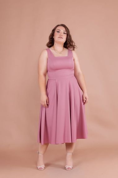 Women's Square Neck Sleeveless Midi Dress - Dusty Rose - photo 5