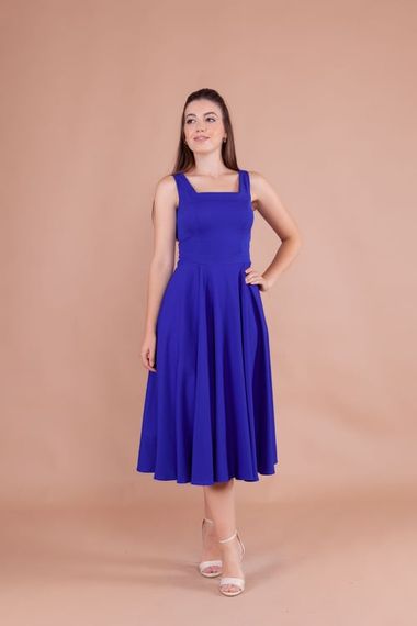 Women's Square Neck Sleeveless Midi Dress - Royal Blue - photo 2