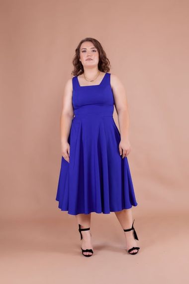 Women's Square Neck Sleeveless Midi Dress - Royal Blue - photo 5