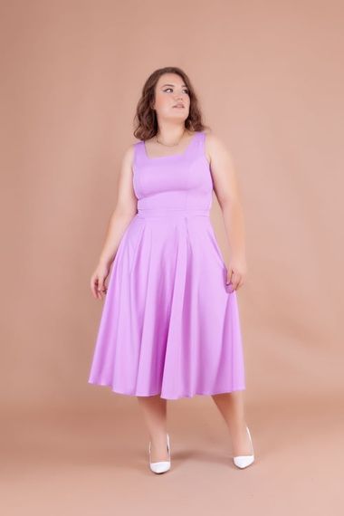 Women's Square Neck Sleeveless Midi Dress-Lilac - photo 5