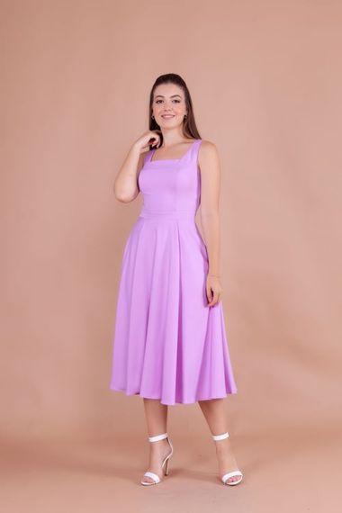 Women's Square Neck Sleeveless Midi Dress-Lilac - photo 3