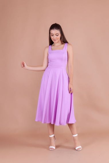 Women's Square Neck Sleeveless Midi Dress-Lilac - photo 1