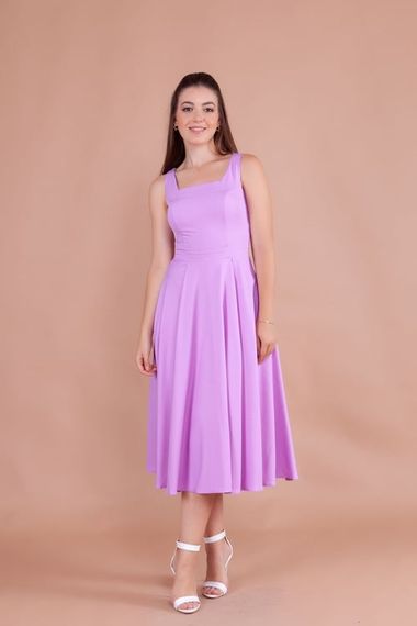 Women's Square Neck Sleeveless Midi Dress-Lilac - photo 4