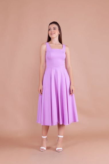 Women's Square Neck Sleeveless Midi Dress-Lilac - photo 2