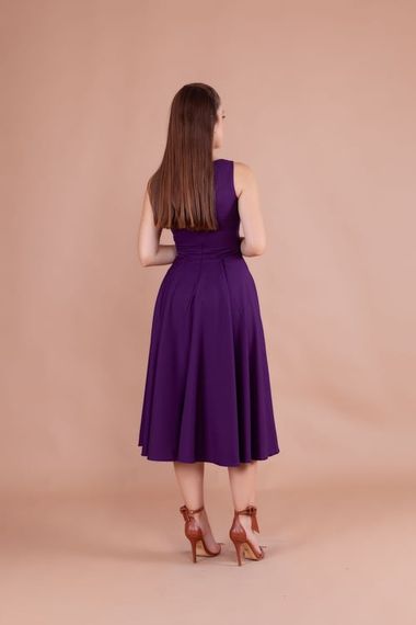 Women's Square Neck Sleeveless Midi Dress - Plum - photo 5