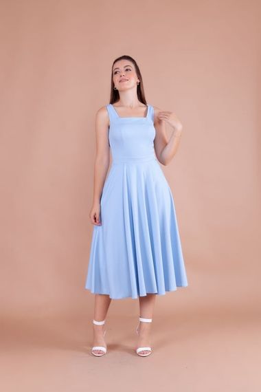 Women's Square Neck Sleeveless Midi Dress - Baby Blue - photo 2