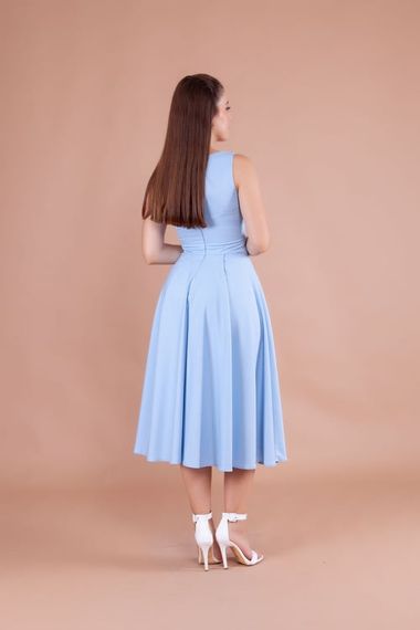 Women's Square Neck Sleeveless Midi Dress - Baby Blue - photo 5