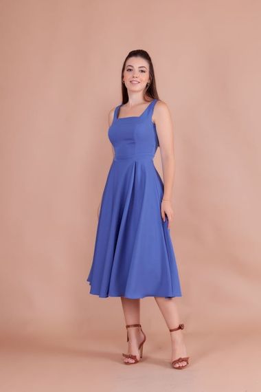 Women's Square Neck Sleeveless Midi Dress-Jeans - photo 3