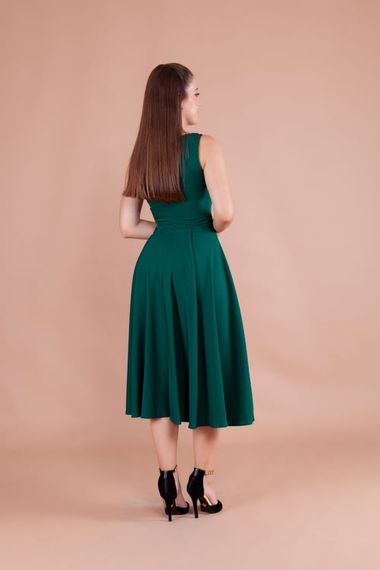 Women's Square Neck Sleeveless Midi Dress-Emerald - photo 5