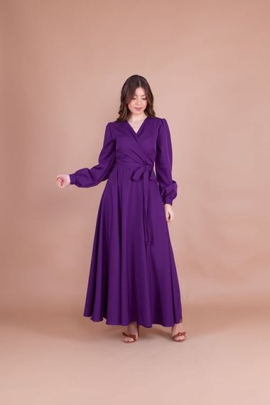 Women's Double Breasted Collar Long Sleeve Belted Maxi Dress - DUMPL - photo 1