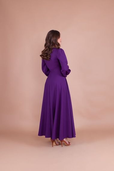 Women's Double Breasted Collar Long Sleeve Belted Maxi Dress - DUMPL - photo 5