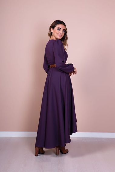 Women's Asymmetrical Cut Double Breasted Collar Long Sleeve Dress-DAMSON - photo 4