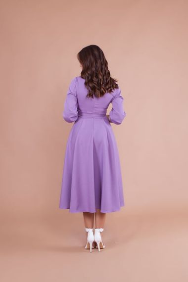 Women's Midi Length Round Neck Belted Dress-MAVICE - photo 5