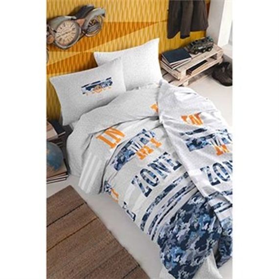 COTTON LIFE SINGLE DUVET COVER SET FREEZONE DARK BLUE