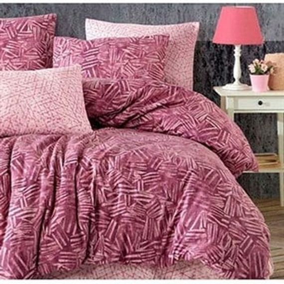 طقم غطاء لحاف مزدوج من COTTON LIFE MOODS CLARET RED (مربع)