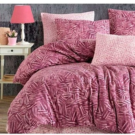 طقم غطاء لحاف مزدوج من COTTON LIFE MOODS CLARET RED (مربع)