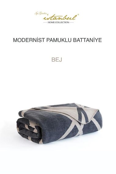 Good Night Istanbul Single Cotton Blanket Modernist Beige - photo 1