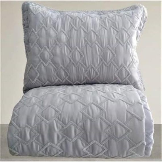 Zen Almila Embroidered Single Bedspread Gray