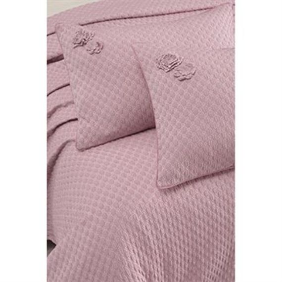 Ексклюзивна двоспальна покривка для ліжка SAREV BELIS V3 рожевого кольору - фото 3