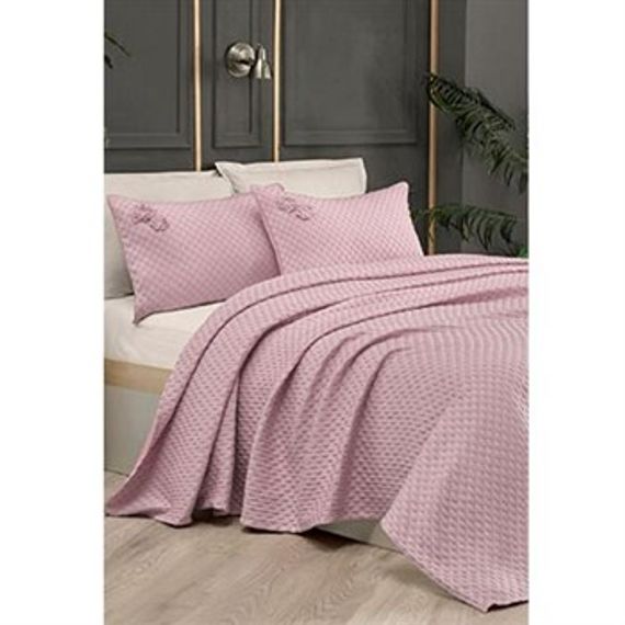 Ексклюзивна двоспальна покривка для ліжка SAREV BELIS V3 рожевого кольору - фото 1