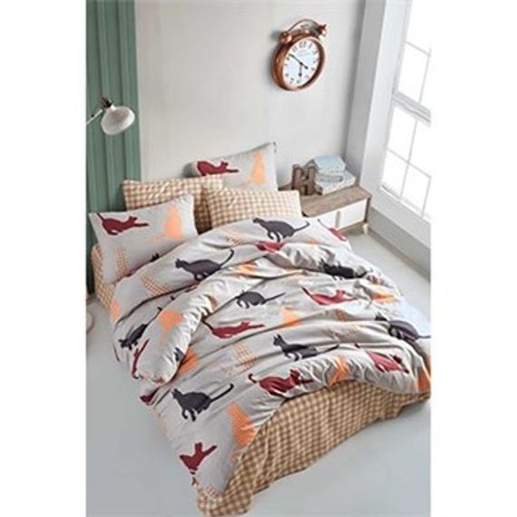 COTTON LIFE DOUBLE BEDDING SET OLİVER SALMON (BOXED)