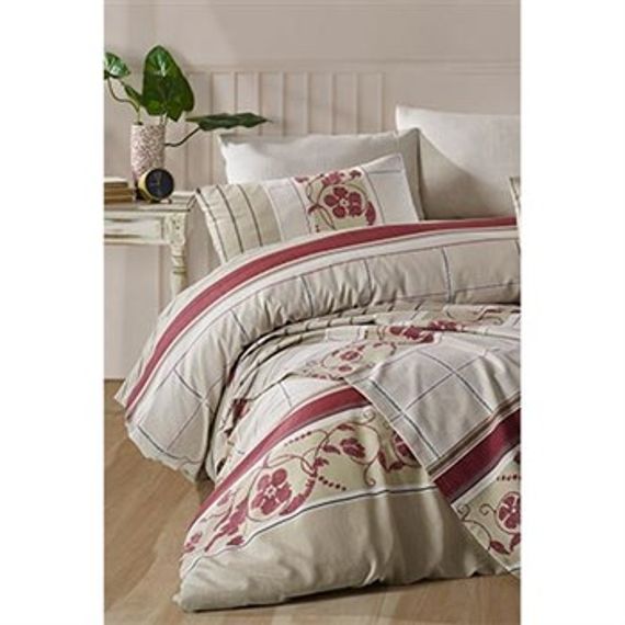 COTTON LİFE ÇİFT KİŞİLİK NEVRESİM TAKIMI FİRUZE BEJ (KUTULU)