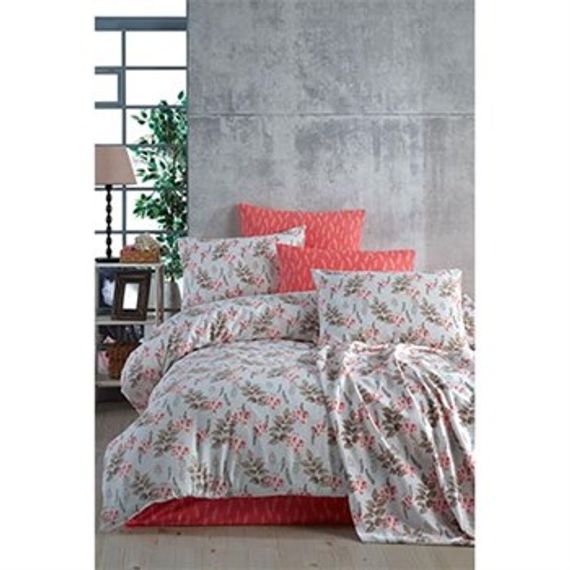 COTTON LIFE DOUBLE BEDDING SET BELLA CORAL (BOXED)