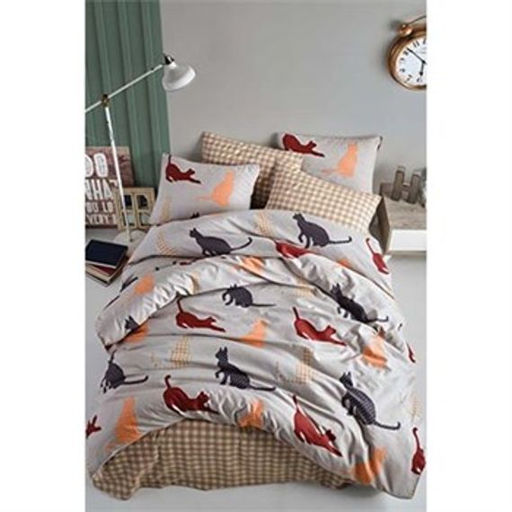 COTTON LIFE DOUBLE BEDDING SET OLİVER SALMON (BOXED)