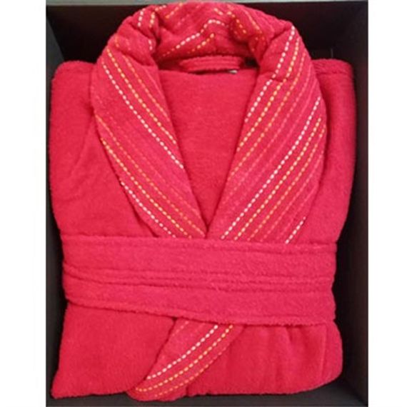 GOOD NIGHT ISTANBUL BATHROBE IN LINE LIGHT RED S / M. حمام بخور مفرد