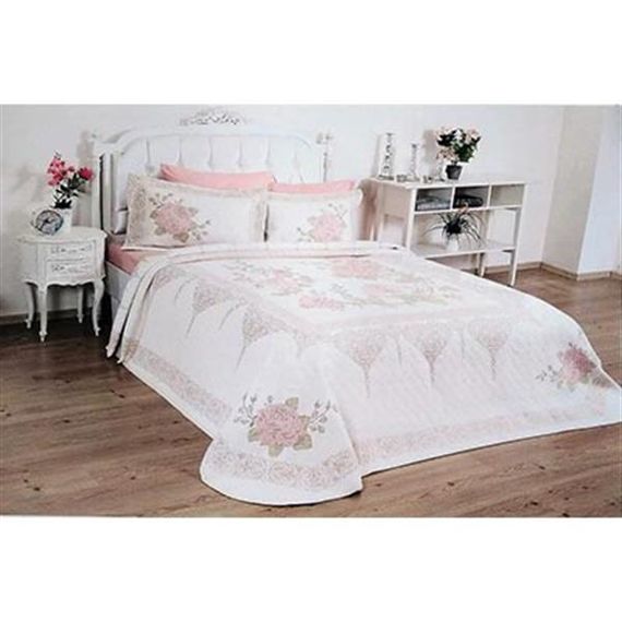 MODA VOCE ÇİFT KİŞİLİK YATAK ÖRTÜSÜ GÜL SAHRA PEMBE