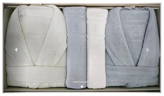 Комплект банних халатів PUPİLLA AİLE з бамбука, сріблястий ментоловий та екрю