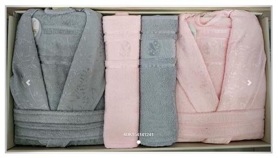 بوبيلا طقم حمام العائلة بامبو فضي زهري - رمادي