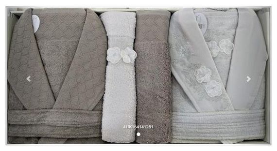 Набор банных халатов PUPİLLA AİLE из бамбука Cristina, цвет камень - коричневый