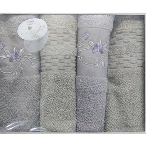 PUPİLLA HAMAM TK. NAKIŞLI COTTON ALASKA BEJ - LİLA