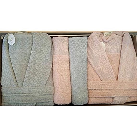 Комплект рушників PUPİLLA для сім'ї з бавовни MILA, кольору гіркого рожевого та сірого